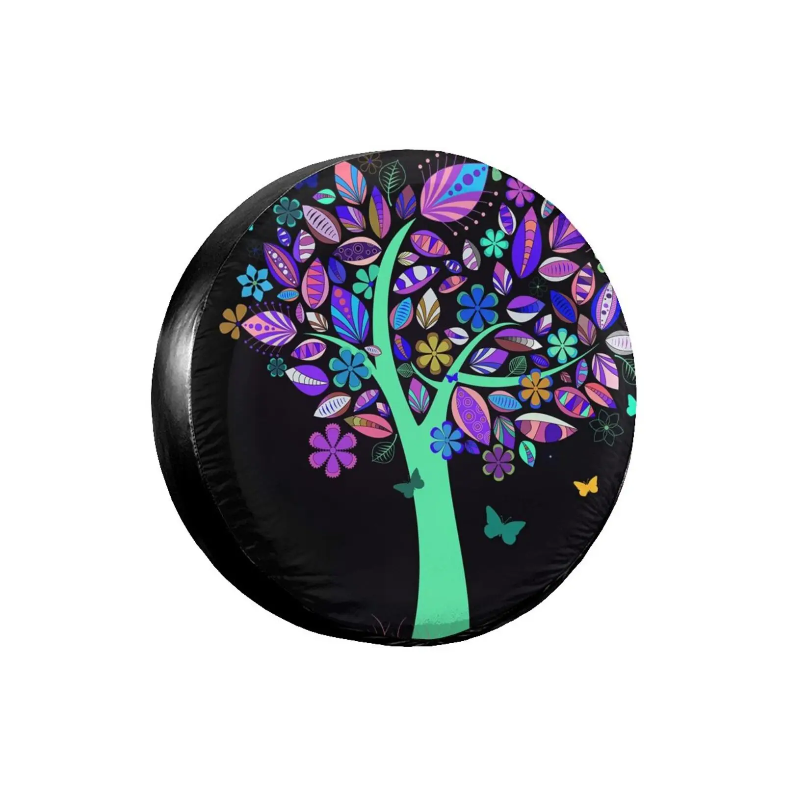 

Colorful trees and butterflies,, A Gift for Camping Enthusiasts, Spare Tire Cover for Camping Car,