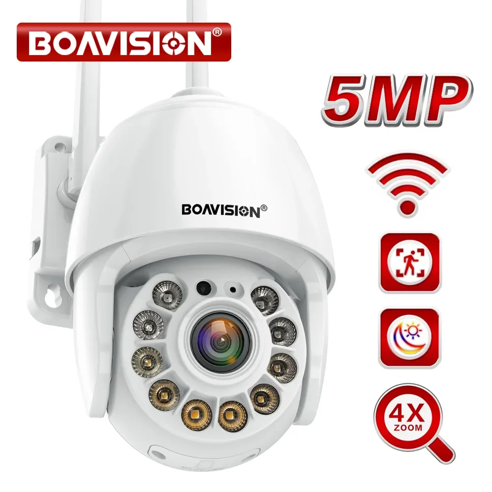 

NEW2023 5MP 4MP 2MP Wifi Surveillance Camera Outdoor AI Human Detection Color Night Vision 4X Digital Zoom PTZ Mini IP Security