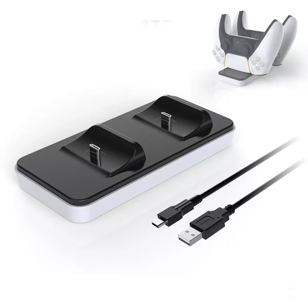 

NEW2023 Dual Type C USB Charging Holder Gamepad Power Dock Charger Stand Charge Cable DualSense 5 PS5 Controller