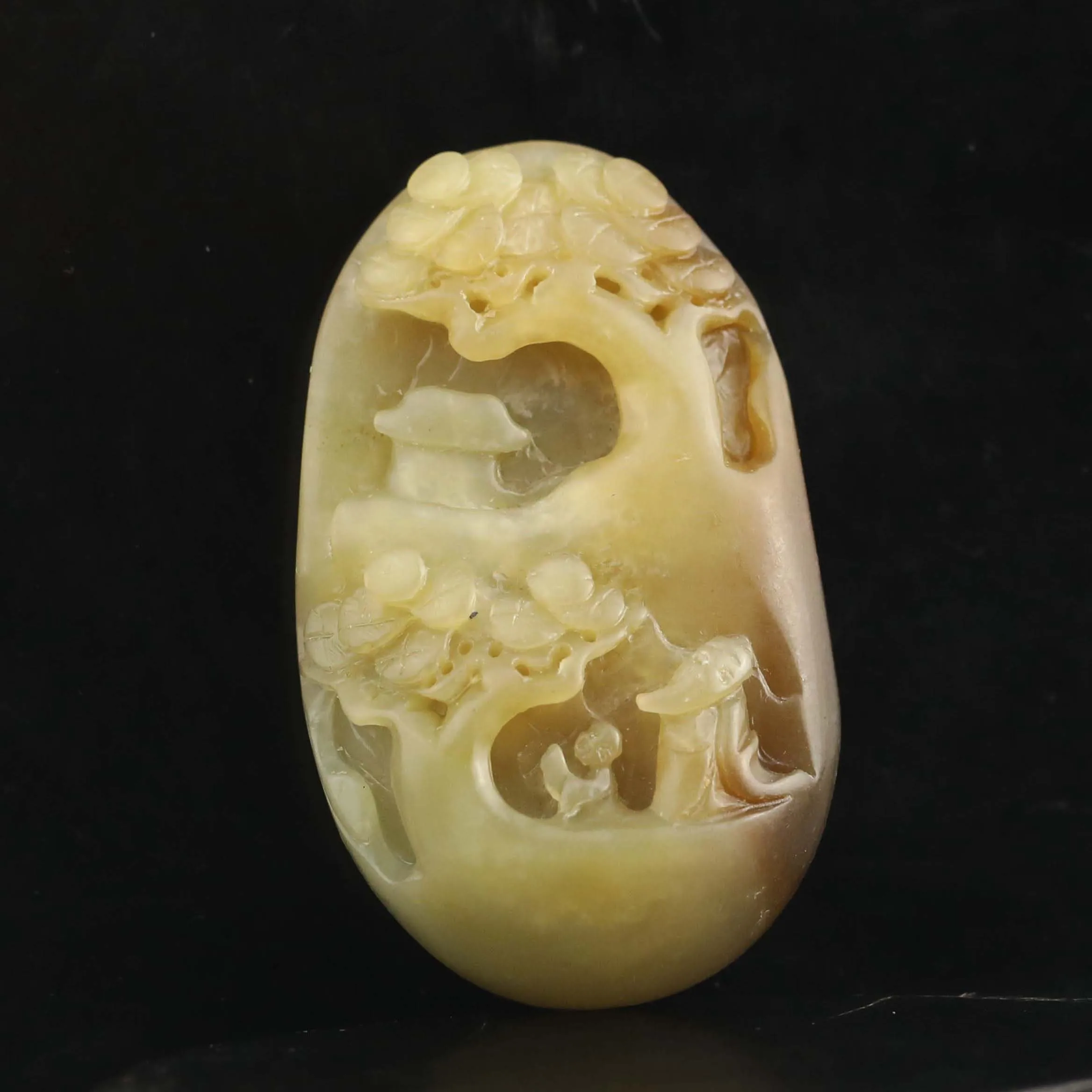 

Old China Natural hetian Jade Hand Carved statue landscape pendant #49