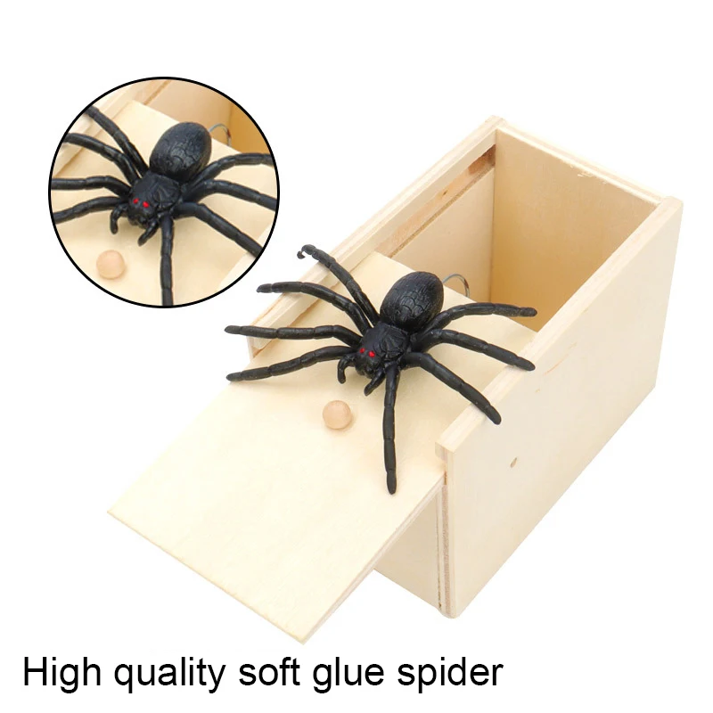 

New Wooden Prank Trick Practical Joke Home Office Scare Toy Box Gag Spider Kid Parents Friend Funny Play Gift Surprising Box
