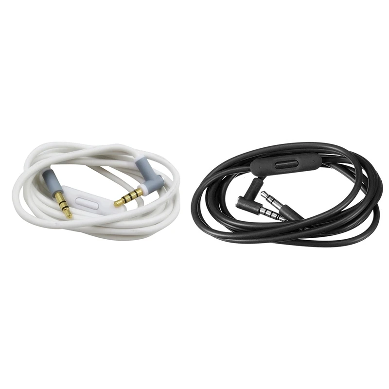 2X Remote Talk Audio Cable For Beats Studio, Executive, Mixer, Solo HD, Wireless, And Pro Headphones(White&Black)