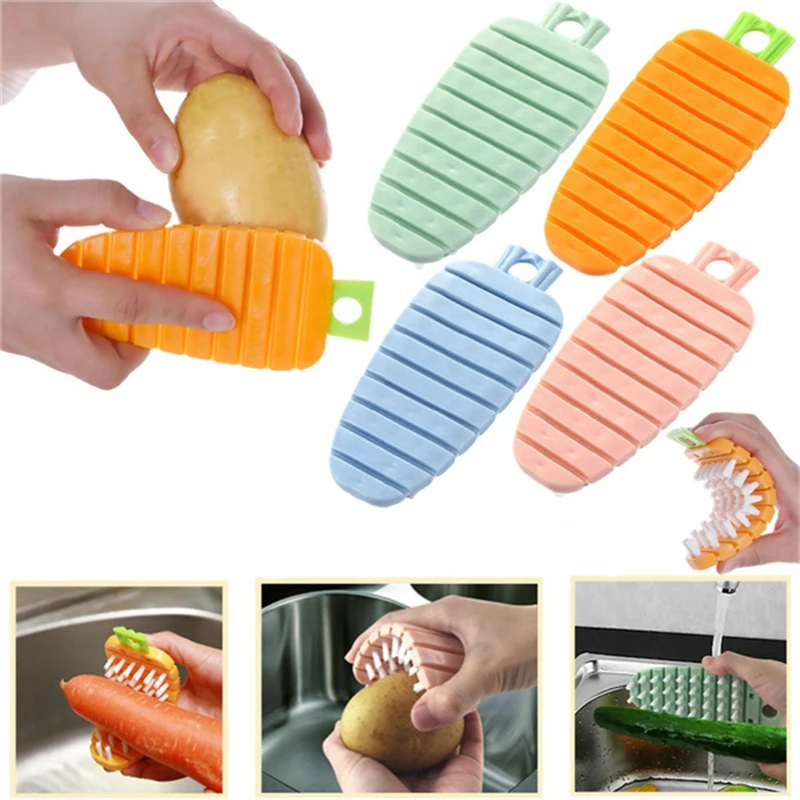 

1Pcs Colorful Carrot-shaped Fruit and Vegetable Cleaning Brush For Easy Potato Kitchen Household Gadgets Kitchen Accessories