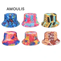 amoulis summer bucket hats for women and men casual tie dye sun hat anti uv panama caps fashion beach fishermans hat unisex