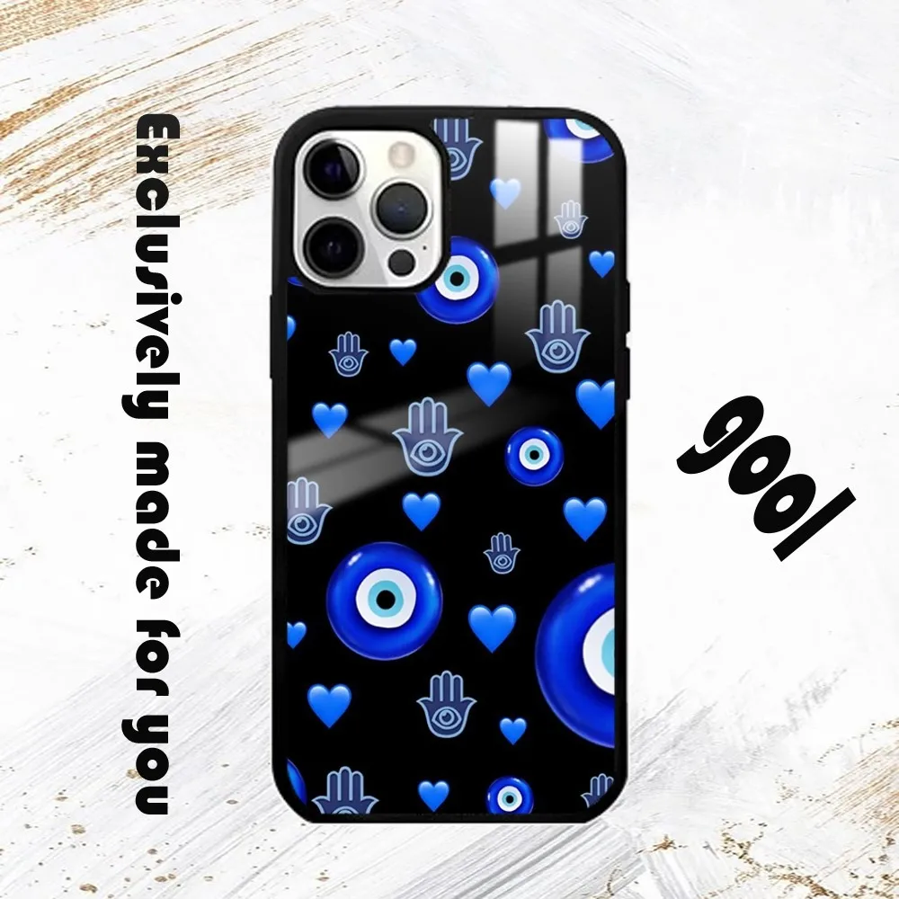 Blue Eye Nazar Boncugu Evil Phone Case For iPhone 16 15 14 13 12 11 Pro Max Plus Mini PC Fashion High Quality mirror phone case