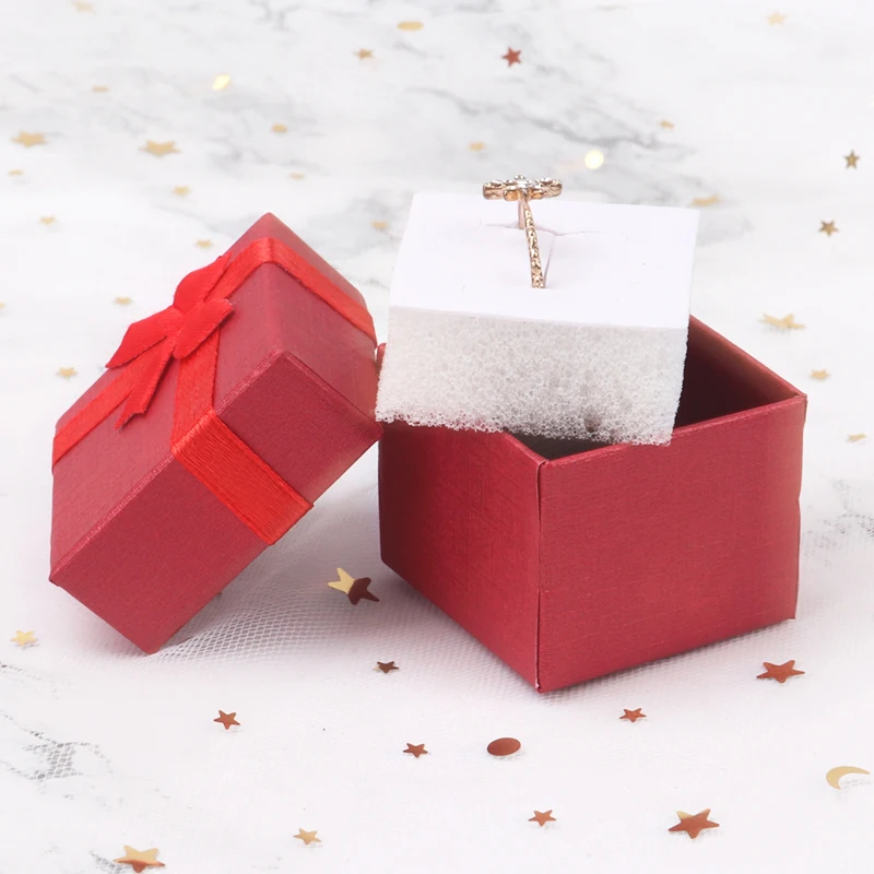 TONVIC Paper Ring Boxes With Bow Design Necklace Earrings Box Wedding Party Jewelry Gift Box Wholesale