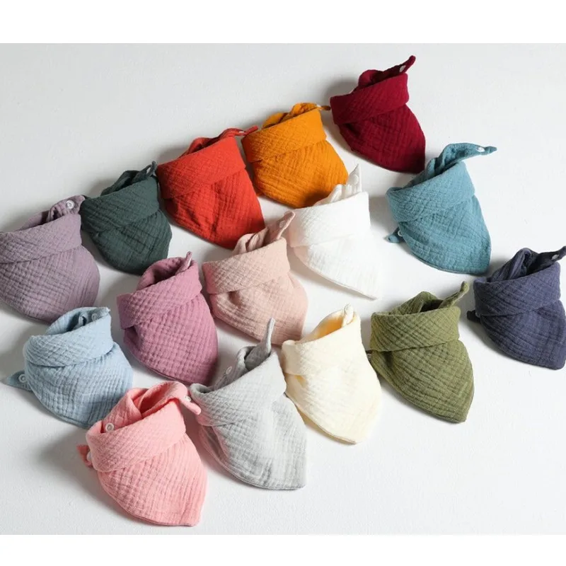 3 шт./лот Детские муслиновые нагрудники треугольные мягкие хлопковые однотонные