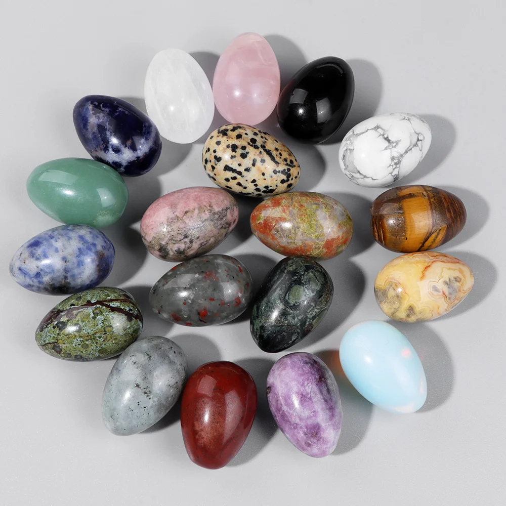 20x30mm Colorful Natural Egg Shape Stone Ornament Oval Polished Healing Gems Stone Home Decoration Ornament Crafts Wholesale