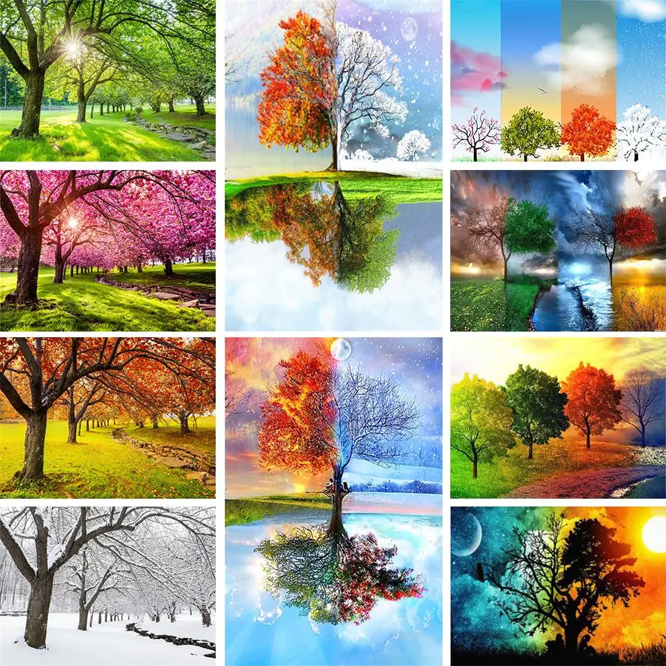

s Picture Embroidery Diy Cross Stitch Kit unPainting Home Decoration Wall unPainting Handicrafts New Gift trees color