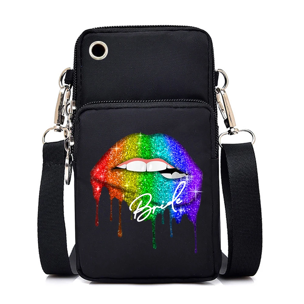 

Женская сумка-мессенджер на плечо, ранцы, кошельки, мини-кошелек с рисунком акварелью, поцелуй, губ, для команды невесты, сумки на плечо