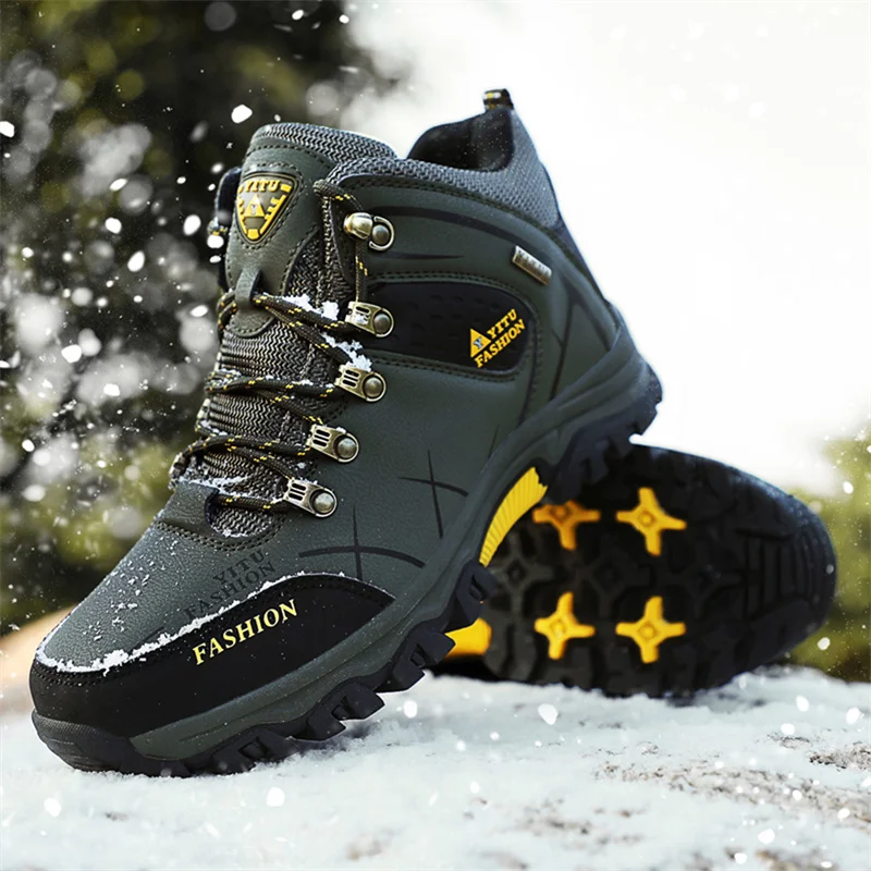Mens Winter Snow Boots Waterproof Super Warm Sneakers Outdoor Male Hiking Boots Work Shoes Size 39-47