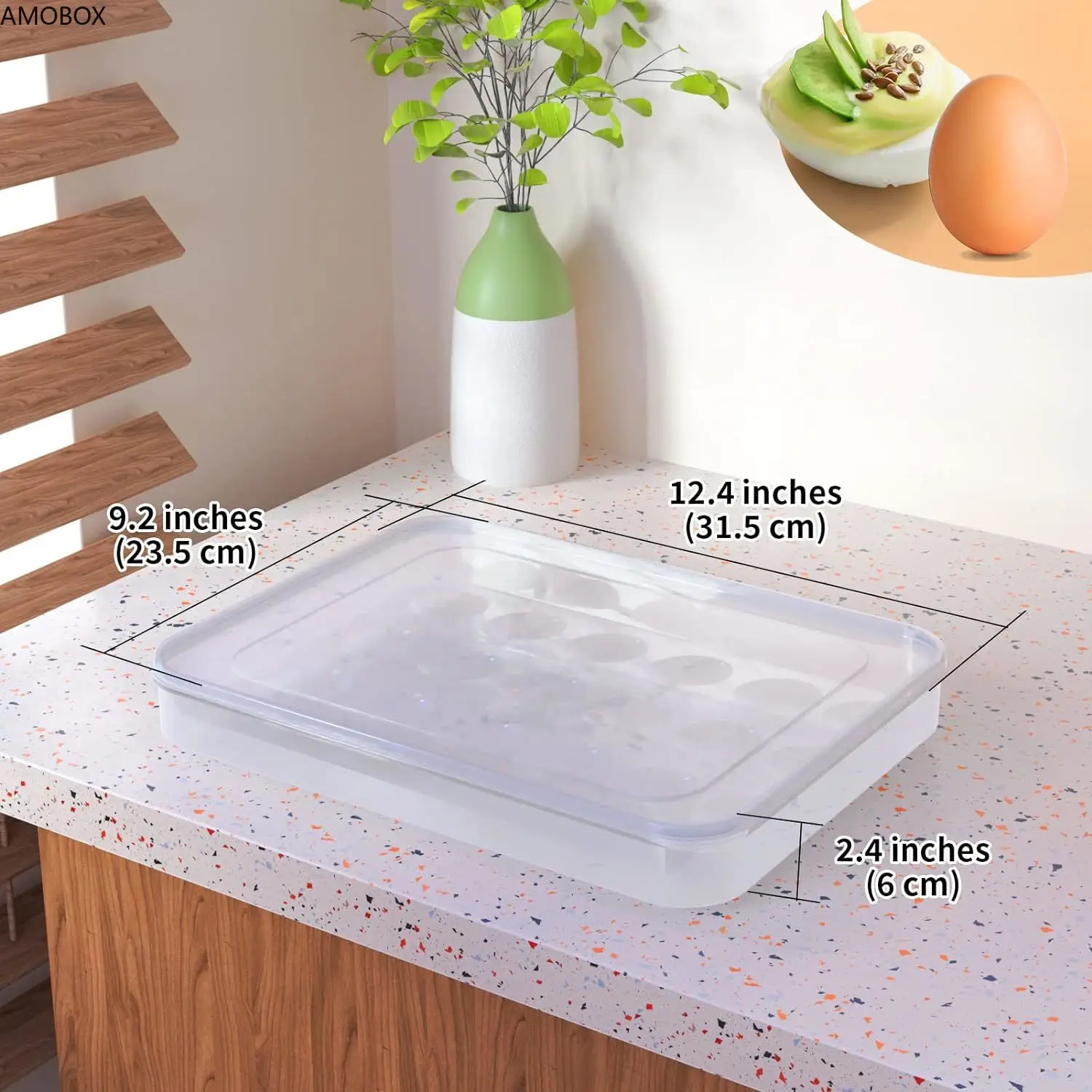 Контейнер для яиц AMOBOX с крышкой пластиковый держатель холодильника прозрачное