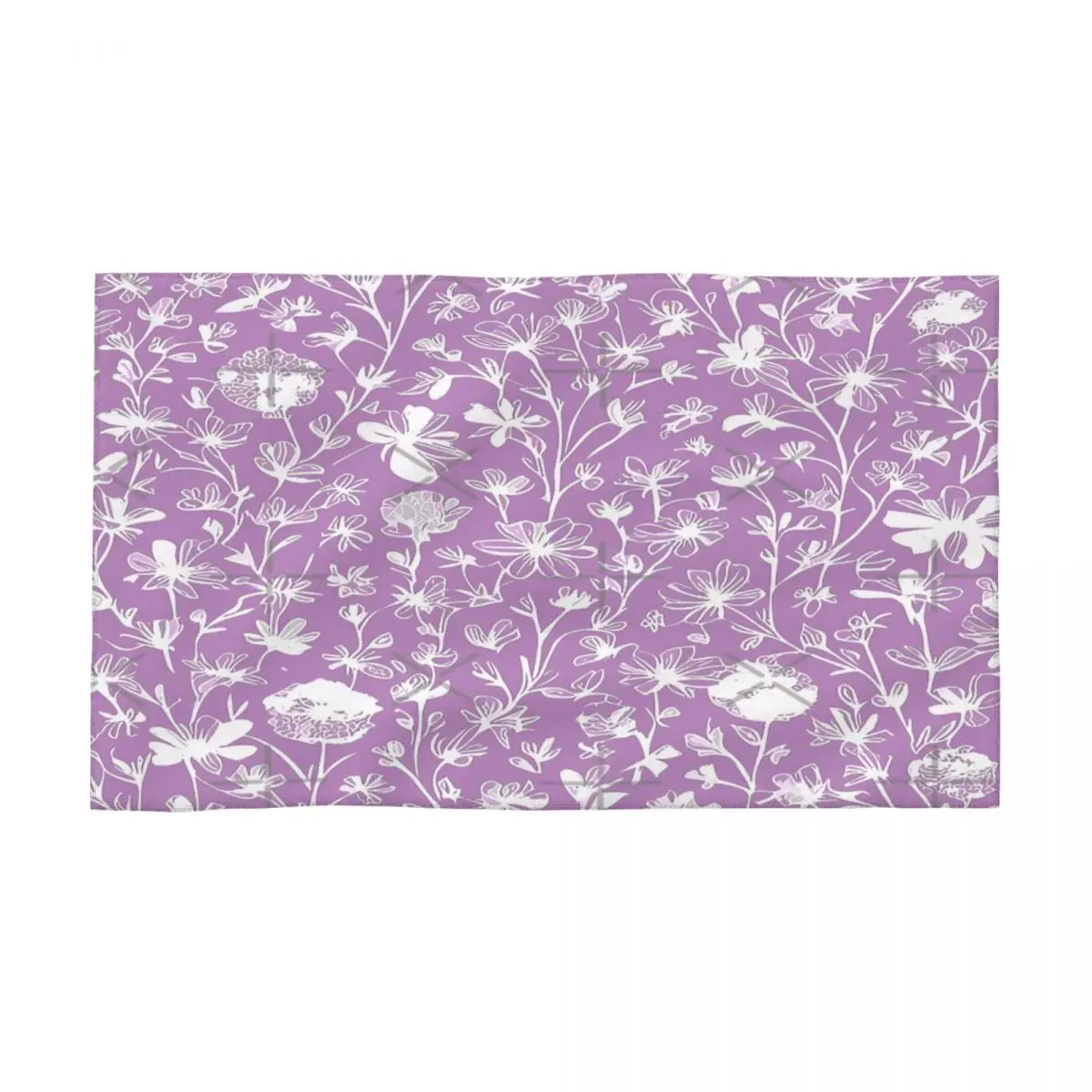 White Blooms On Light Purple - Spring Floral 40x70cm Face Wash Cloth Microfibre Fabrics Suitable for School Wedding Gift