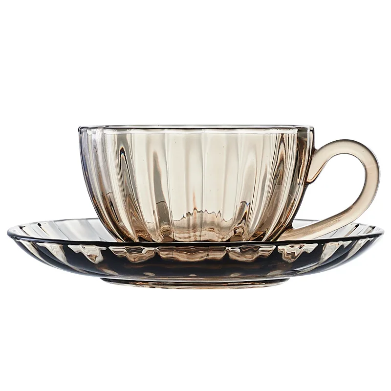 

Japanese Striped Glass Ins Style Creative Simple Tea Cup Drinking Cup with Handle Female Family Coffee Cup