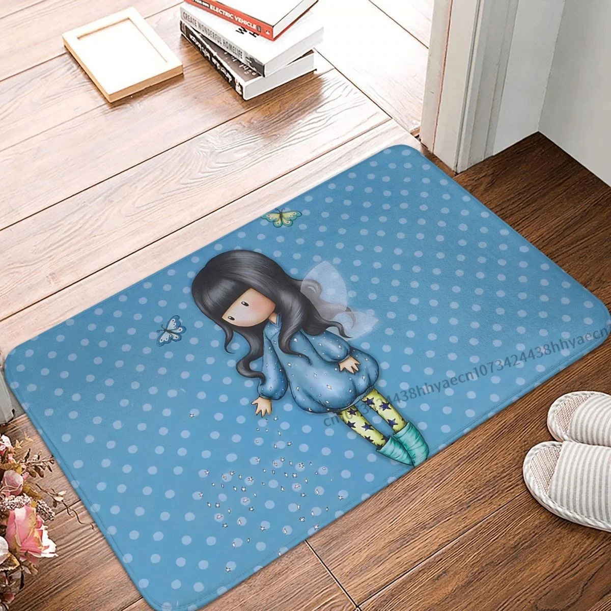 

Santoro Gorjuss Manga Cute Girl Bathroom Mat Butterfly Doormat Kitchen Carpet Entrance Door Rug Home Decoration
