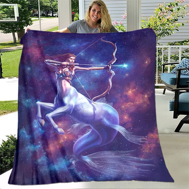 

Фланелевое Одеяло с двенадцатью созвездиями, мягкое смешное теплое декоративное покрывало для дивана, кровати, для детей, подростков, взрос...