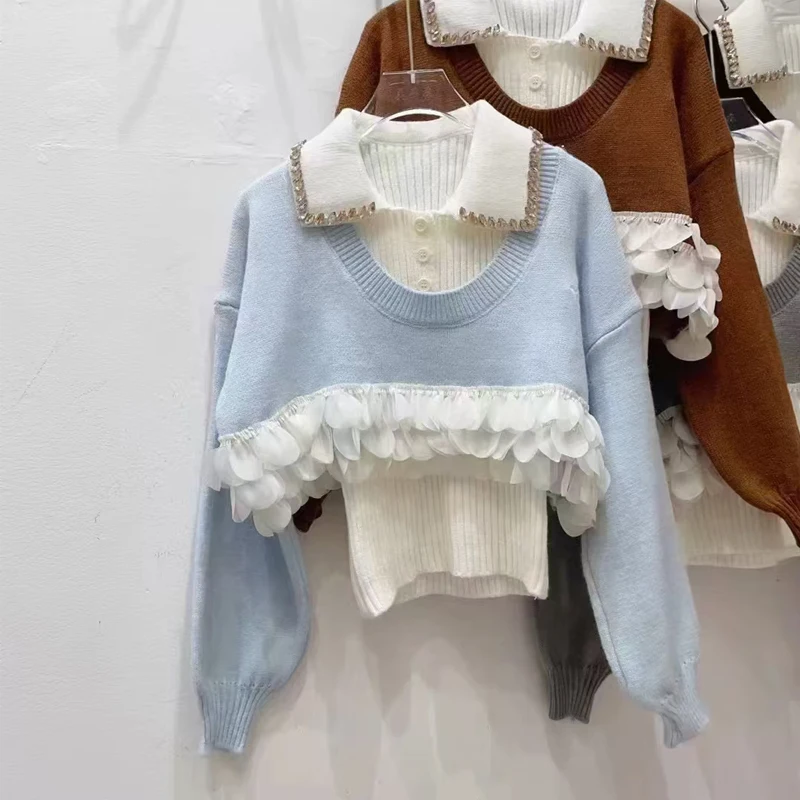 Осенне-зимний комплект женский новый корейский свободный вязаный свитер с