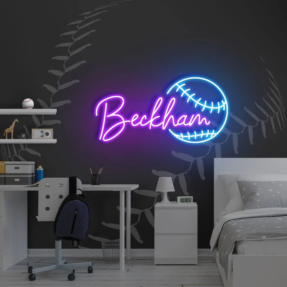 Baseball neon sign, personalized decoration for children's room, baseball gift for kids, decorate room, living room, party