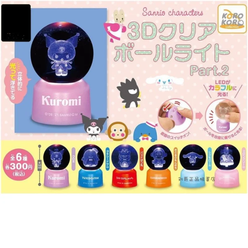

Original KORO Sanrio Hello Kitty 3D LED Light Crystal Ball Cute Capsule Toys Anime Figure KORO Kawaii Cinnamoroll Gashapon Gift