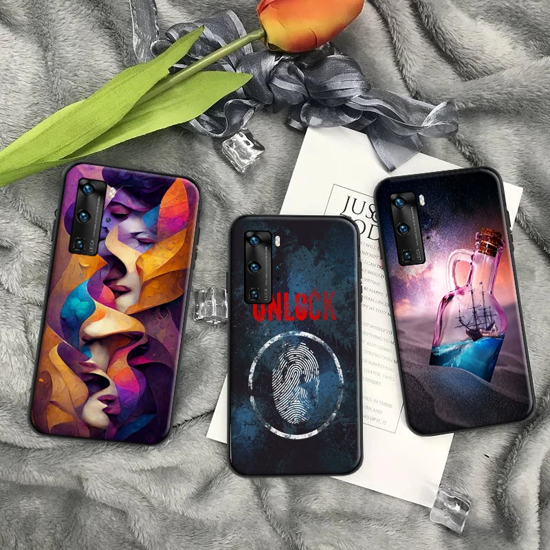 

Fashion And Creative For Huawei P40 Lite Pro Plus Soft Silicon Back Phone Cover Protective Black Tpu Case TPU Coque