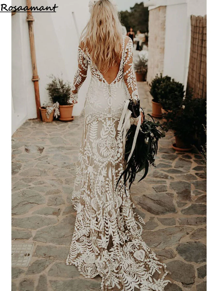 Женское кружевное платье с юбкой-годе длинным рукавом и V-образным вырезом