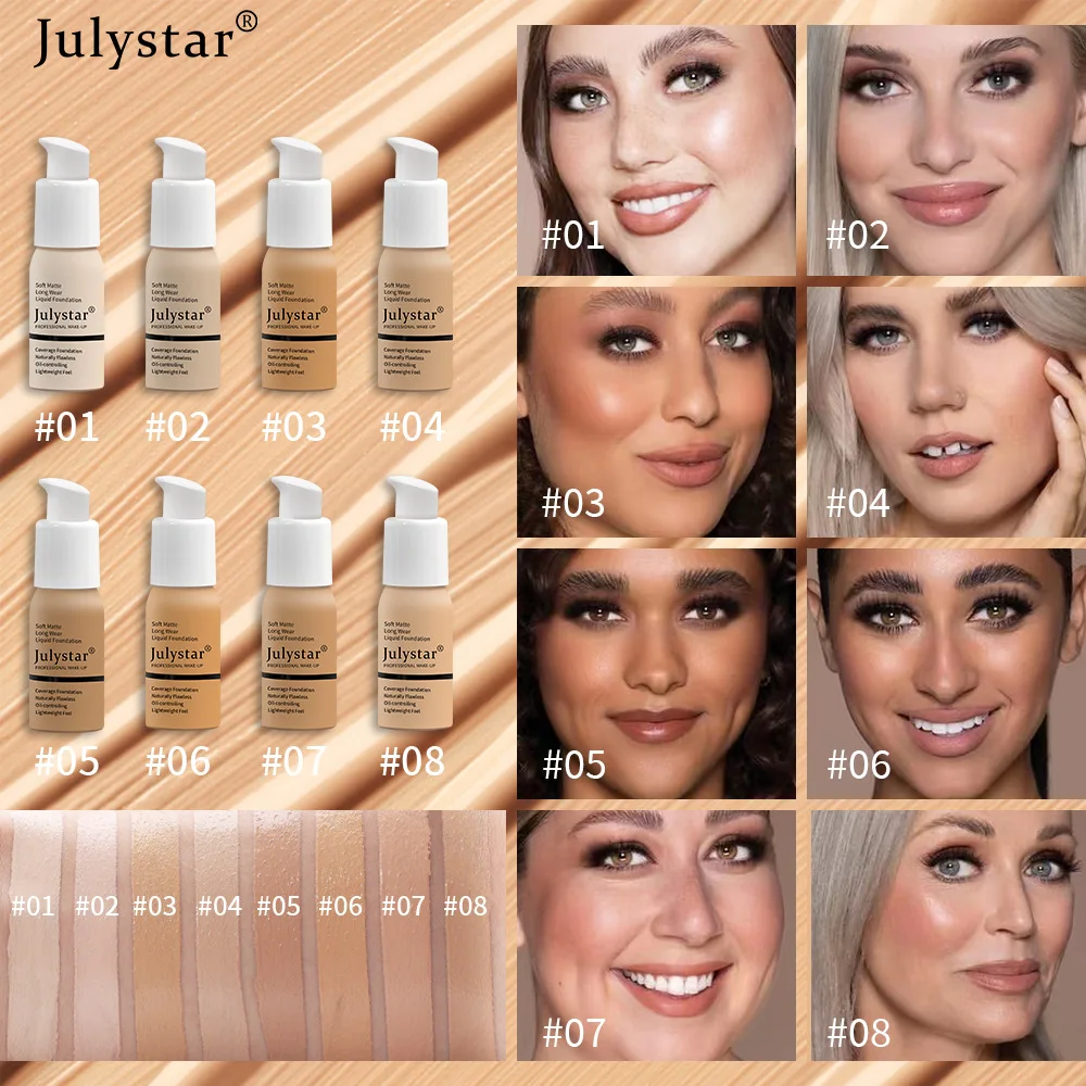 

30ml Natural Base Makeup Professional Matte Liquid Foundation Cream Finish Makeup Waterproof Concealer Maquiagem