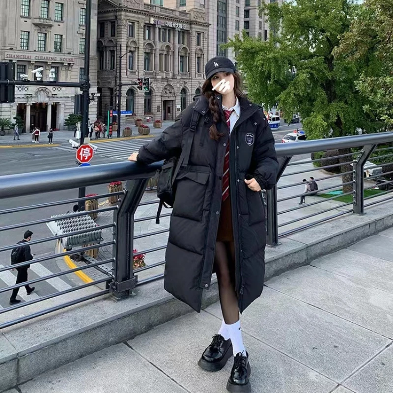 

Net picture interpretation of wahjuis Korean drama female Gaosheng cotton jacket hooded knee length down cotton jacket warm coat