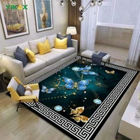 new blue butterfly and carp pattern rug and carpet for home living room doormat bath anti slip flannel mat modern bedroom decor