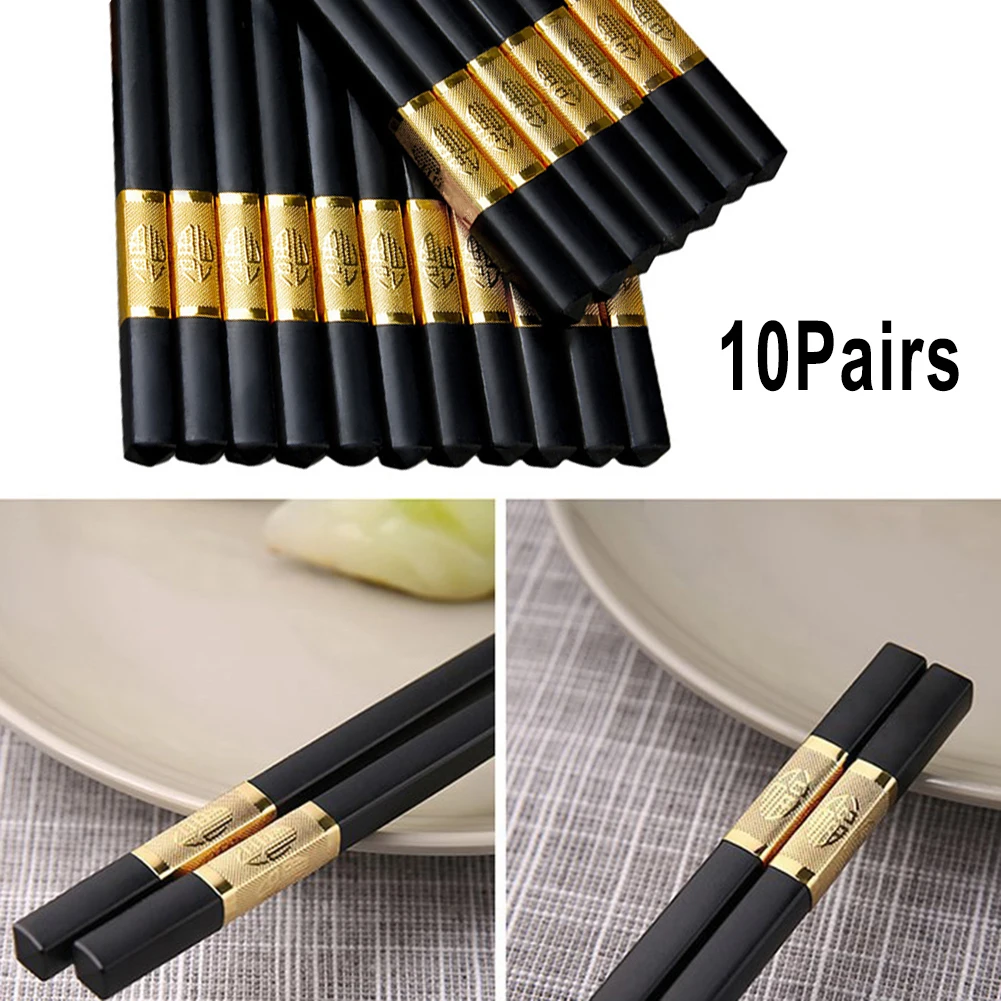 

10 Pairs Chopsticks Fiberglass Chopsticks Reusable Chopsticks Dishwasher Safe Non-Slip Chinese Japanese Chop Stick Food Sticks