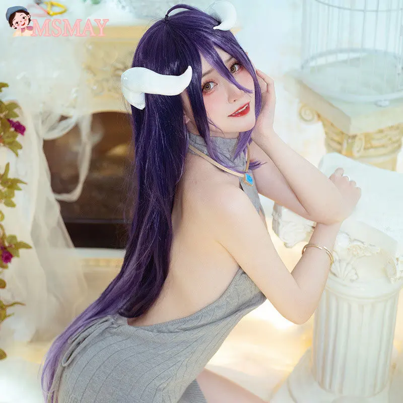 

MsMay персонаж аниме Overlord Albedo косплей парик для женщин OVERLORD Косплей HSIU черные и фиолетовые длинные волосы + Бесплатный парик шапочка парик Хэллоуин