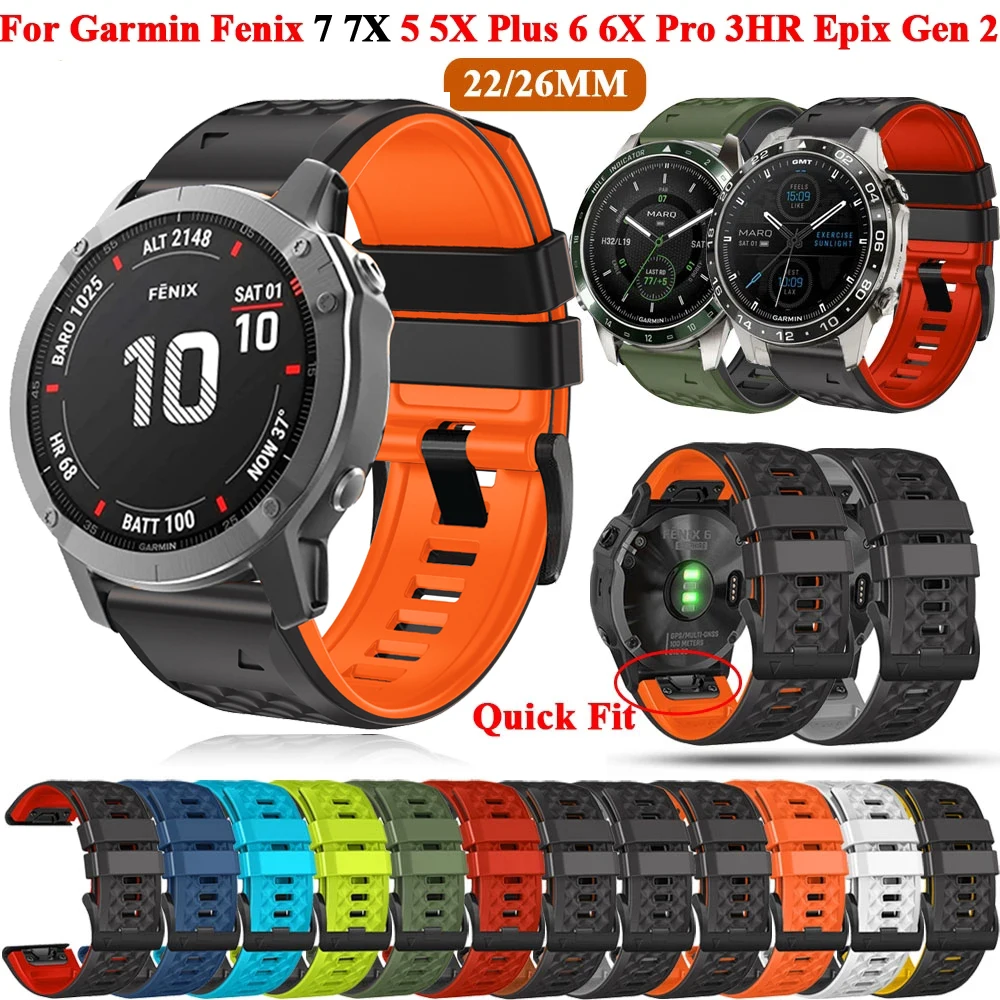 22 26 мм силиконовый ремешок для часов Garmin Fenix 8 FE 6X 5X 7X 3HR Easyfit браслет 7 6 5Plus Epix Gen 2 955