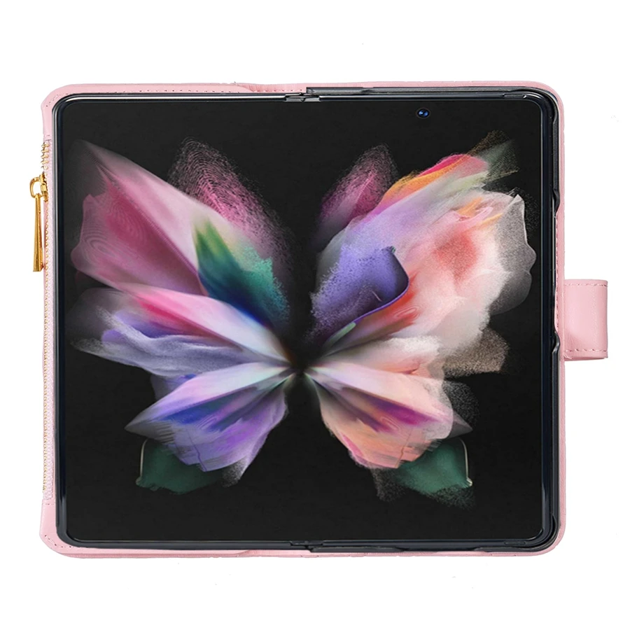 Wallet Small Fragrance Flip Zipper Leather Case For Samsung Galaxy Z Fold5 Z Fold4 Z Fold3 5G Magnetic Flip Cover Z Fold 5 4 3