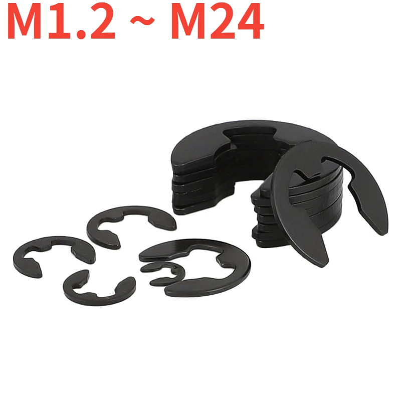 

M1.2 M1.5 M2 M2.5 M3- M24 GB896 Black Manganese Steel Shaft Bearing Retaining Ring Split Washer Snap Collar E Type Clip Circlip