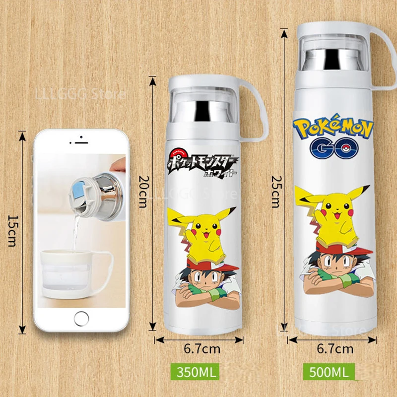 Pаспродажа Новый термос Pokemon Pikachu, чашка для воды, Студенческая кофейная чашка для мальчиков и девочек, милая бутылка для воды из нержавеющей стали 304