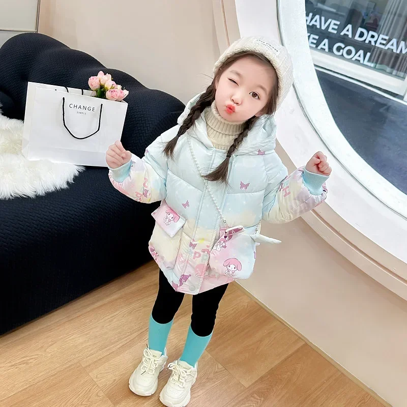 

Kawaii Sanrios Kuromi Children Down Jacket Fall and Winter Padded Thickened Warm Girl Cotton Jacket New Cartoon Jacket Kids Gift