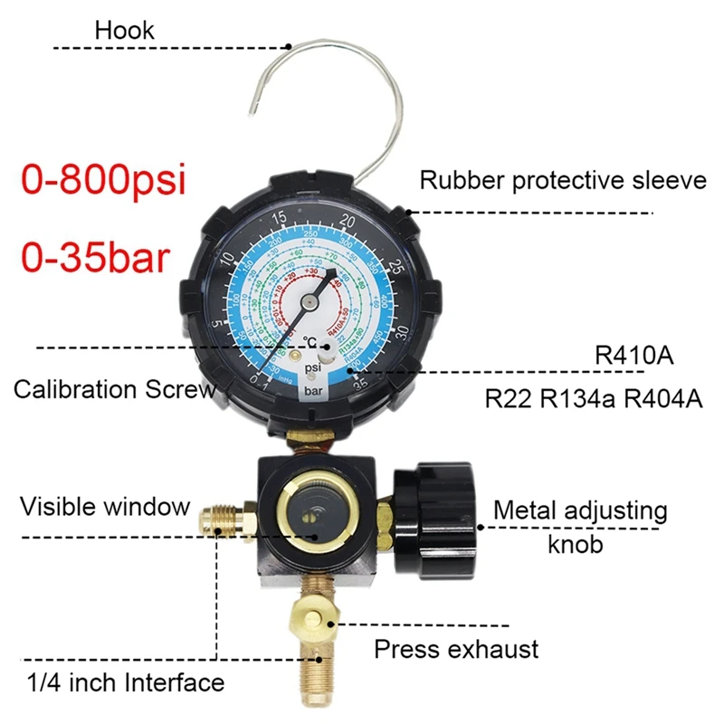 Air Conditioner Refrigerant Pressure Gauge For R410A 134A R22 R404A A/C Diagnostic Charging Tool