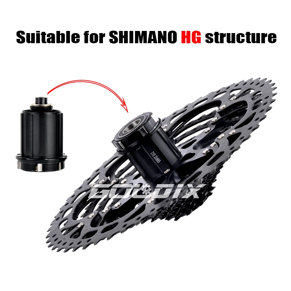 SUNSHINE Black Bicycle Freewheel MTB Bike Cassette K7 8/9/10/11/12 Speed SHIMANO HG Structure Specification for SHIMANO SRAM