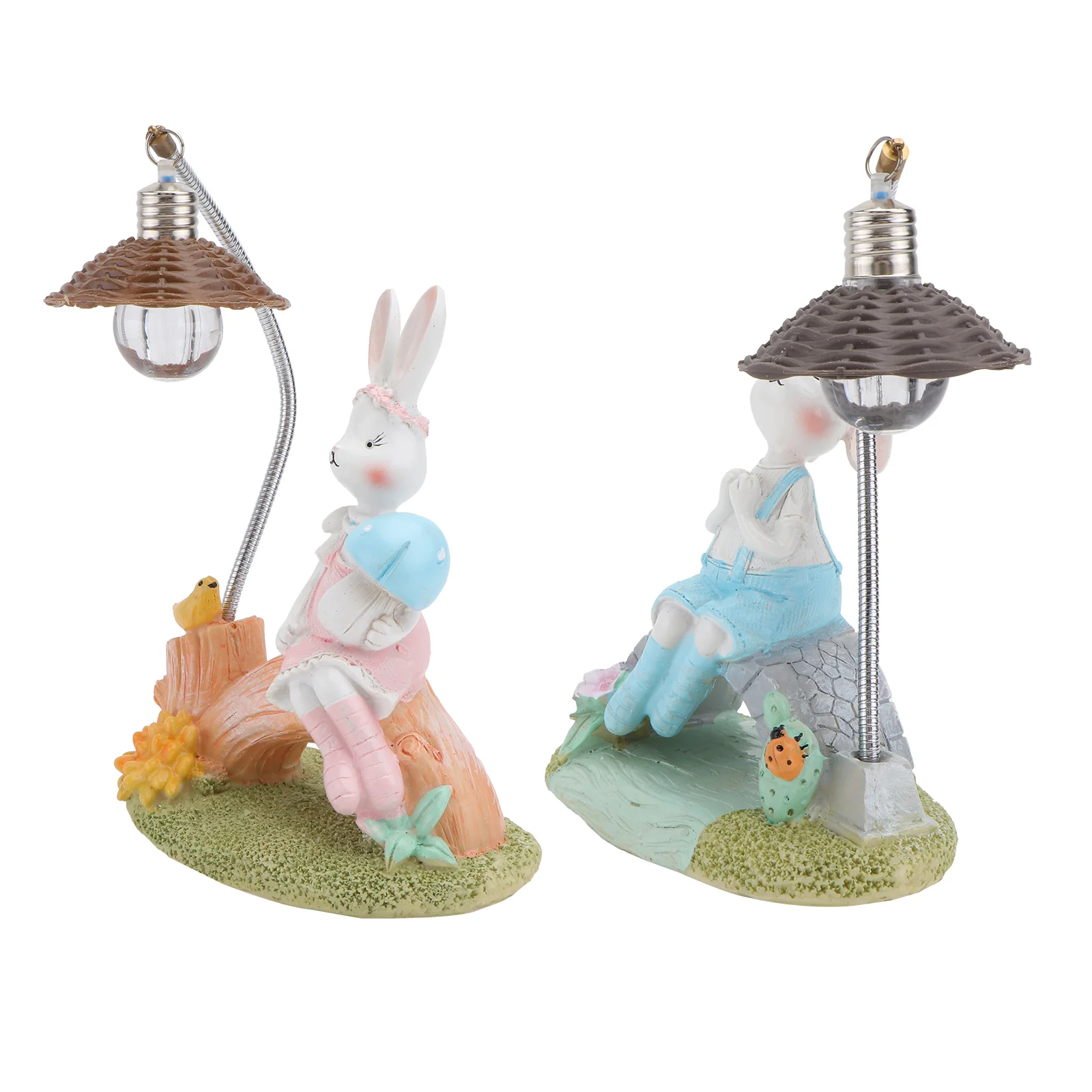 

2Pcs Rabbit Shaped Night Light Adornment Resin Easter Decor