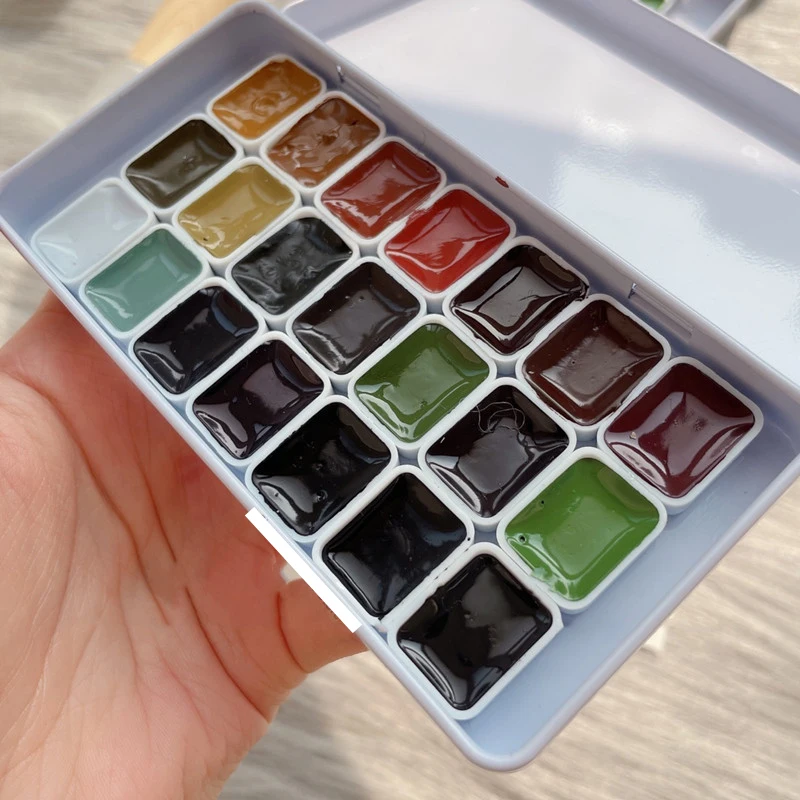 

Японский Holbein 21-color Morandi акварель Sub-packaging Acuarelas соответствующие современные серые краски для ногтей