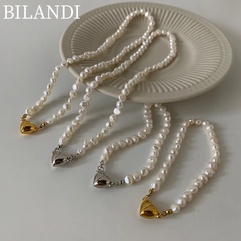 

Bilandi Jewelry Freshwater Pearl Sets Heart Pendant Necklace Popular Design Elegant Bracelet For Women Accessories