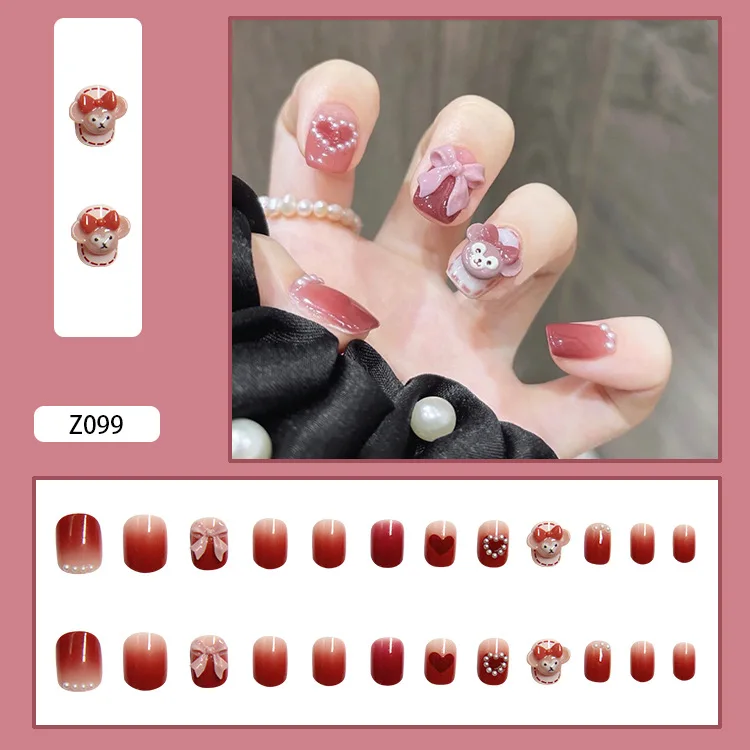 

24pcs Pearl Inlaid Nail Patch Glue Type Removable Long Paragraph Fashion Long Paragraph Fashion Pearl Inlaid Nail Patch SANA889