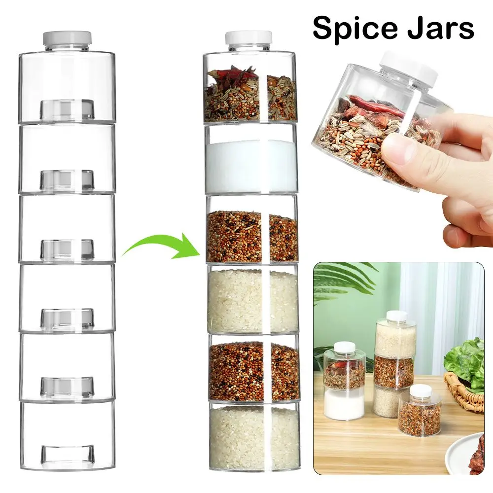 

Pepper Rack Transparent Box Kitchen Tools Sauce Cases Condiment Tower Self-Stacking Bottles Seasoning Cans Spice Jars