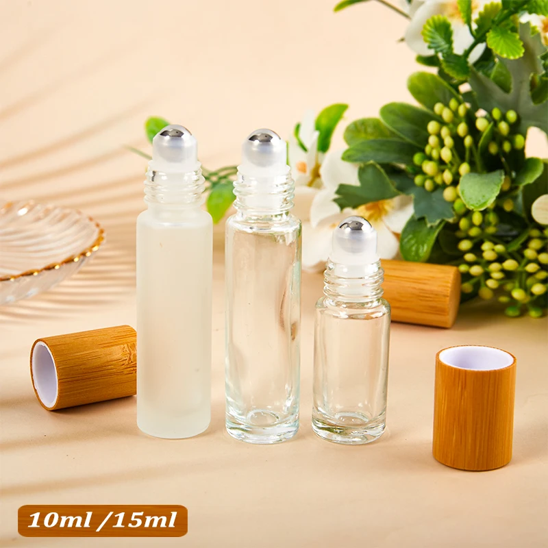

10/15ML Bamboo Wood Bottle Perfume Empty Oil Bottle Stainless Roll On Ball Perfume Aromatherapy Bottle Oil Roller Bottle