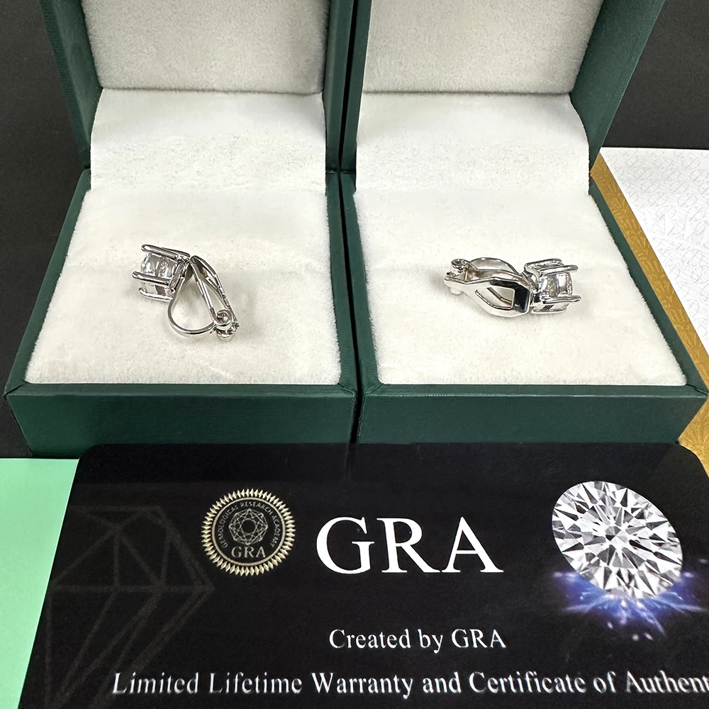 MM Clip Moissanite Earring For Women S925 Silver Real Diamonds Men Clip Ear Studs Jewelry With GRA Free Shipping