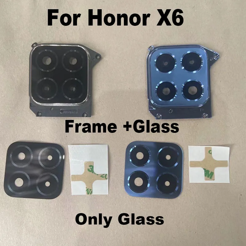 Оригинальная задняя камера для Huawei Honor X6, стеклянная задняя линза, замена с рамкой, клейкая наклейка, зеркальная фотография 2022