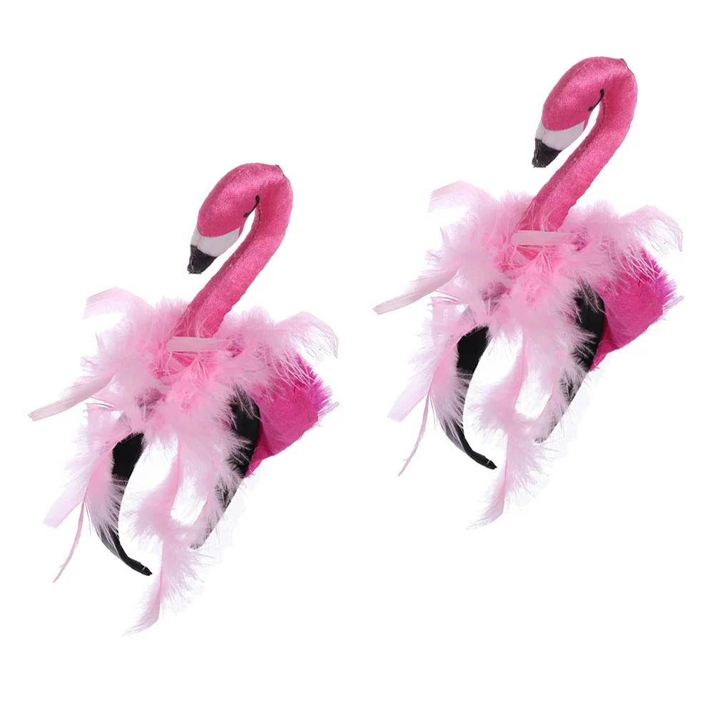 

2 Pcs Animal Lovely Kids Headband Birthday Hair Prop Accessories Summer Party Flamingo Child Headdress Velvet Adorable Costume