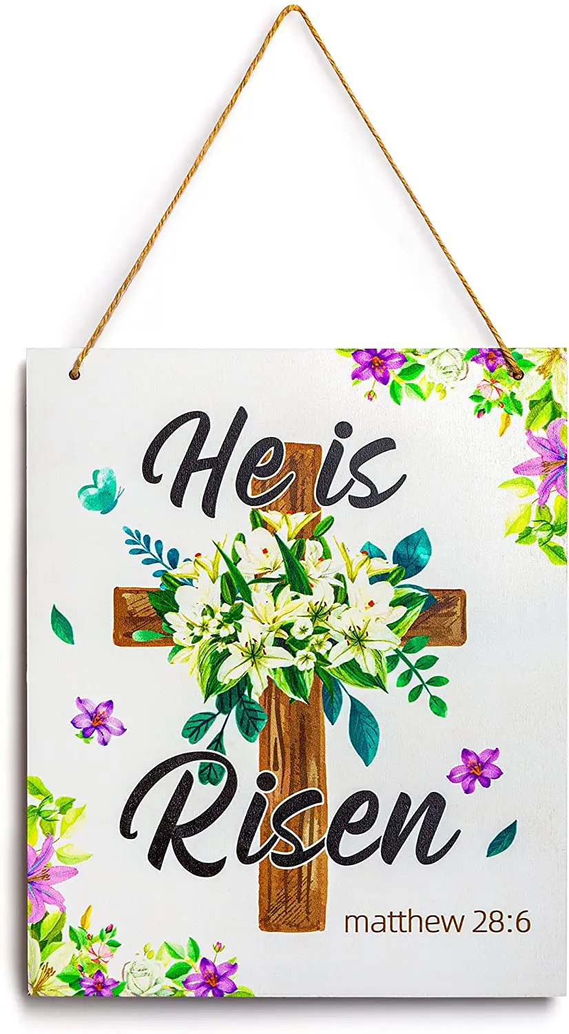 

Easter cross religious hanging wooden door sign with rope antique Decoration door hanging sign home decor car wall decor