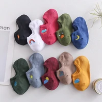 breathable socks womens kawaii odor proof woman clothes solid color harajuku shallow mouth invisible embroidered japanese