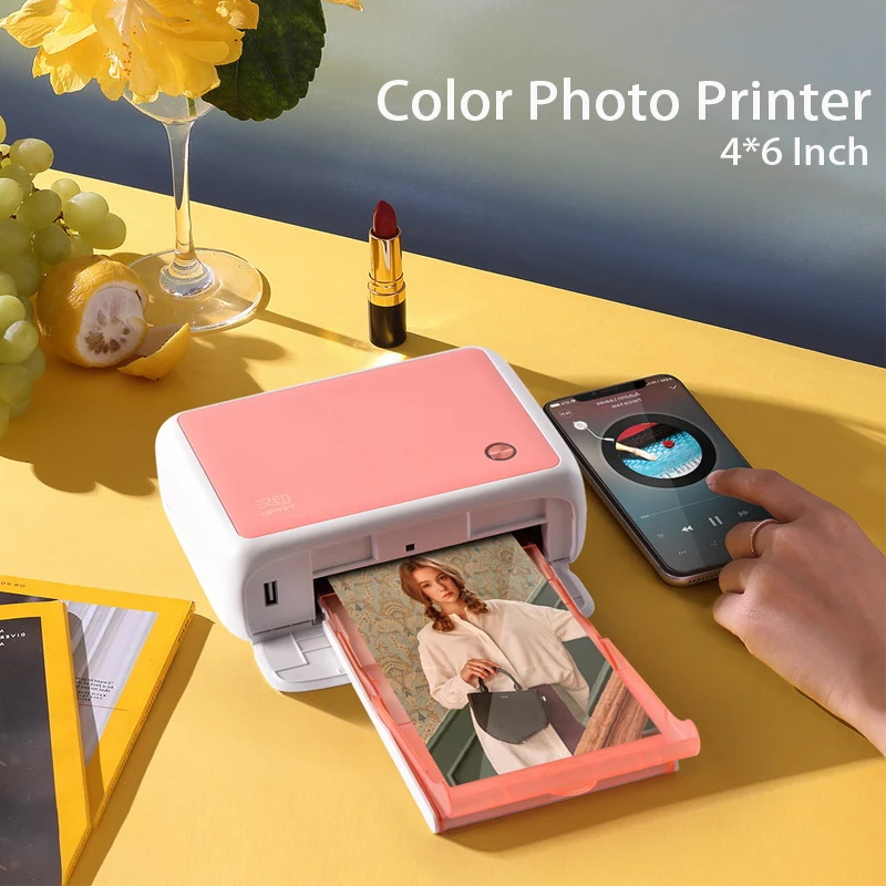 Impresora de fotos portátil a todo Color, máquina de impresión inalámbrica, USB, Bluetooth, 300DPI, de sublimación térmica