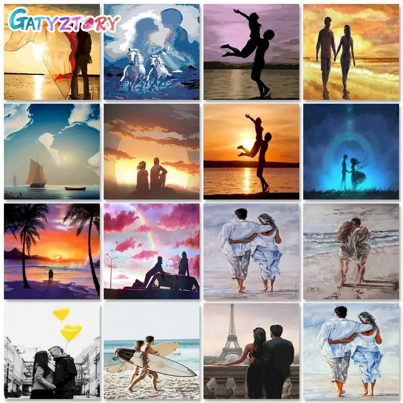 

GATYZTORY масляная живопись по номерам для взрослых декоративные картины для влюбленных Рисование по номерам домашний декор уникальный подарок